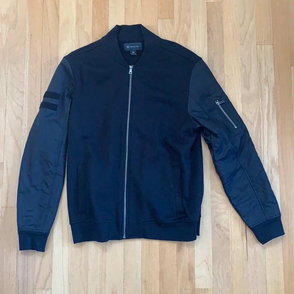 INC Mixed Media Black Bomber Jacket